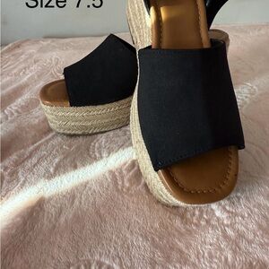 a.n.a Black Platform Espadrille Sandals